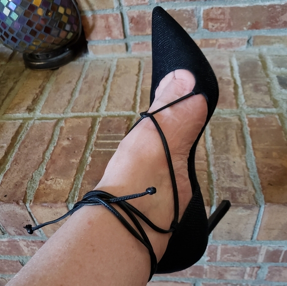 Stuart Weitzman Black Ankle Tie Heels - Picture 9 of 9